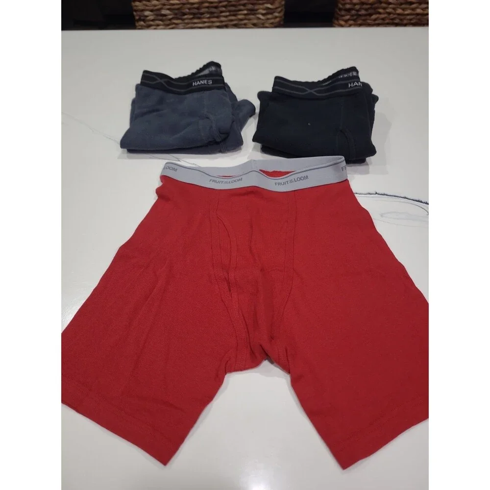 Set Of 4 Hanes boxer Brief Short Black Amd Grey Size Medium Used B26